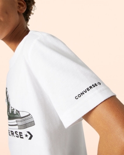 Camisetas Converse Printed Sneaker Para Niño - Blancas | Spain-2831
